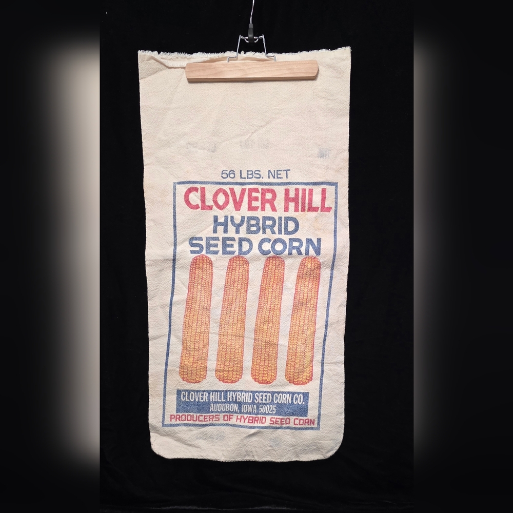 Corn Bag Sack Cloth Bag,  CLOVER HILL HYBRID SEED CORN CO., Vintage Bag 8